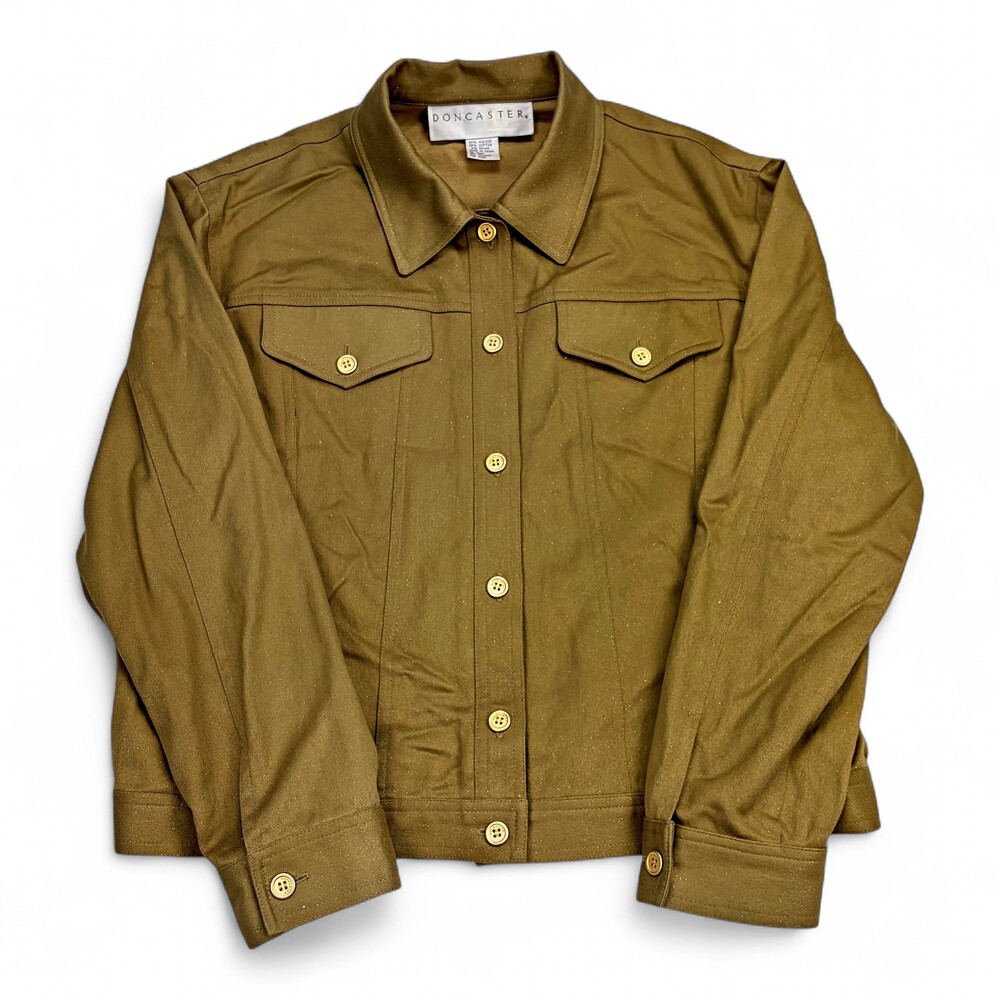 Doncaster Collection Olive Metallic‎ Sparkle Blazer Sz 8